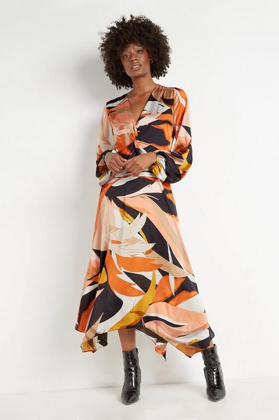 Wallis Tall Ochre Abstract Twist Front Dress 1