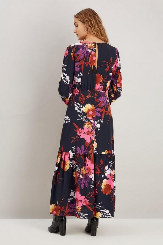 Wallis Pink Floral Ruched Cuff Midi Dress 3