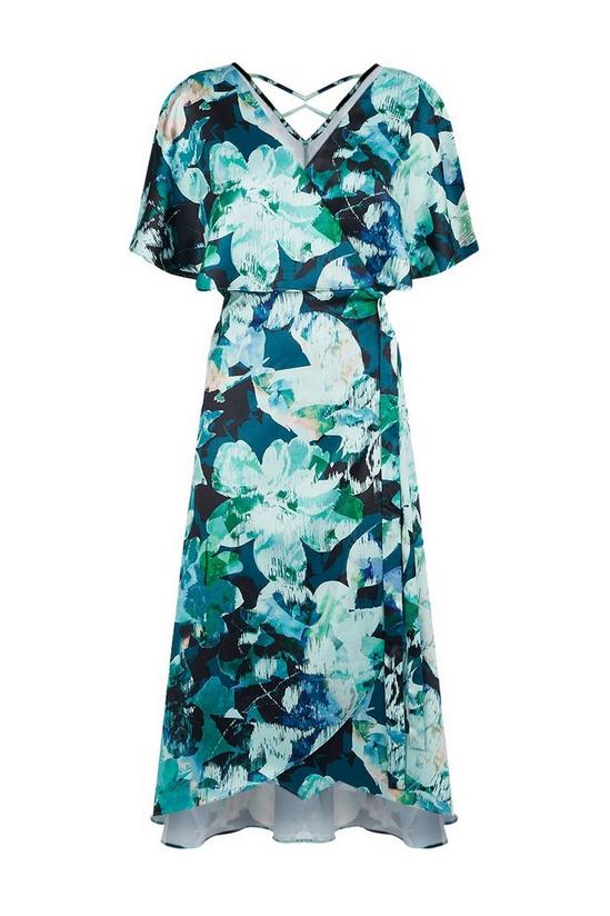 Wallis Petite Green Floral Cape Sleeve Dress 5