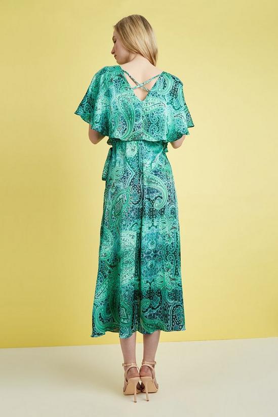 Wallis Green Paisley Cape Sleeve Dress 3