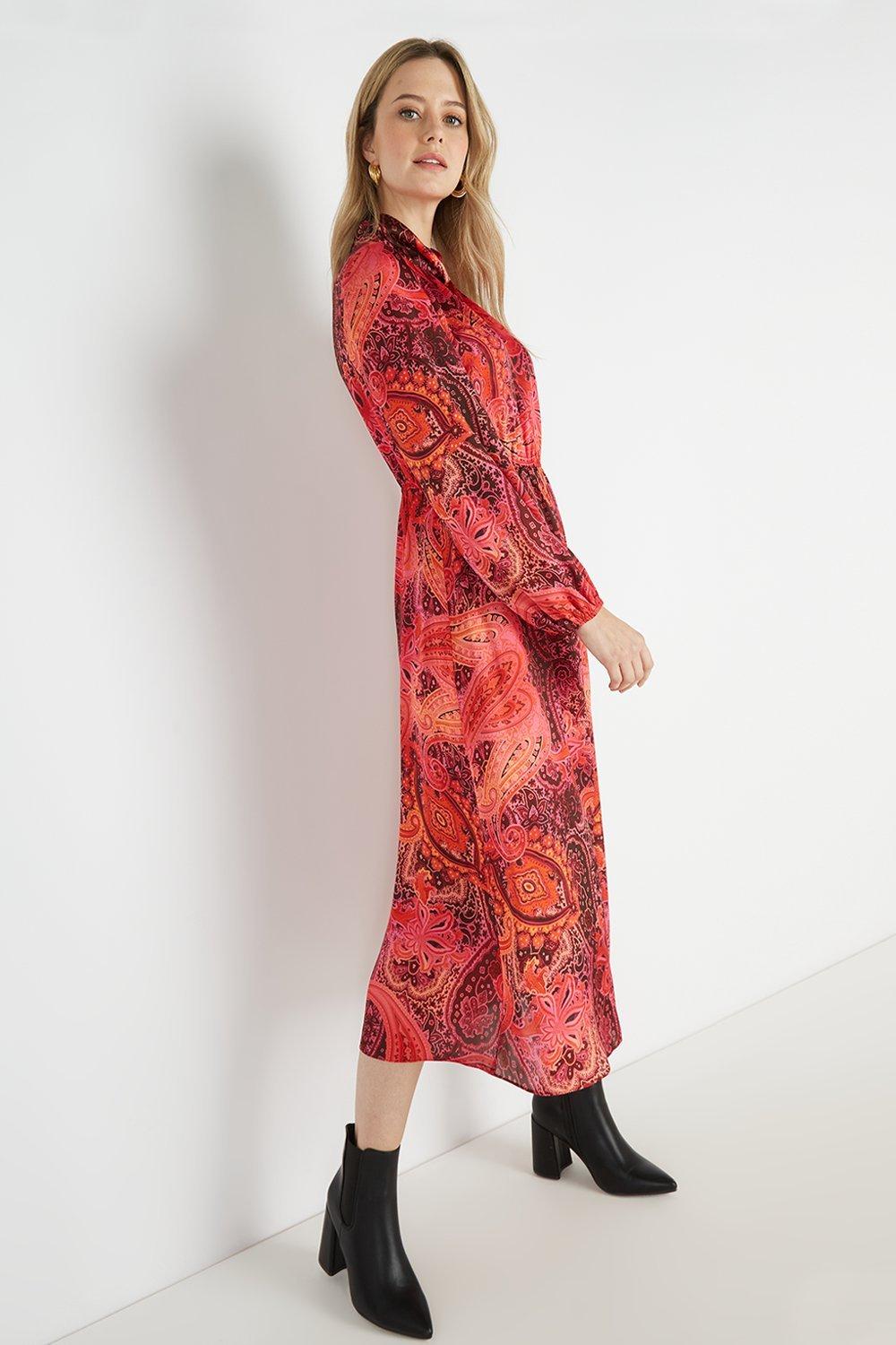 Wallis red paisley dress sale