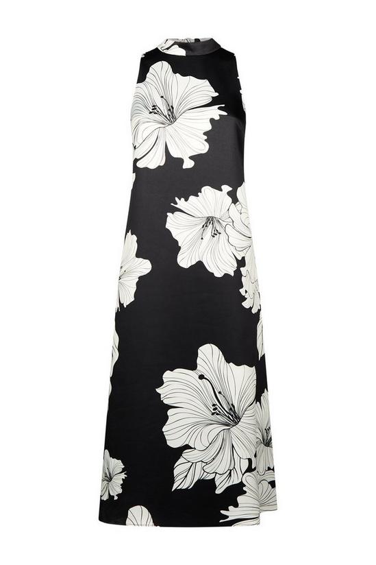 Wallis Monochrome Large Floral Tie Neck Dress 5
