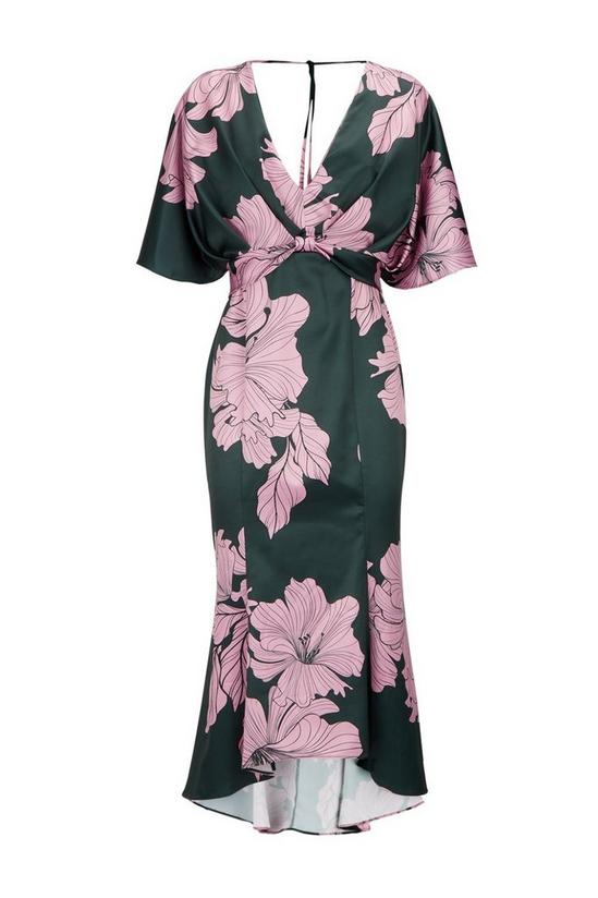 Wallis Green & Pink Floral Knot Front Dress 5