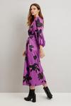 Wallis Purple Shadow Floral Wrap Belted Dress thumbnail 3