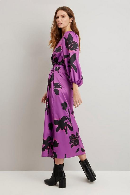 Wallis Purple Shadow Floral Wrap Belted Dress 3