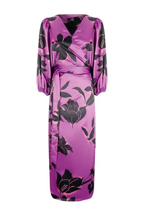 Wallis Purple Shadow Floral Wrap Belted Dress 5