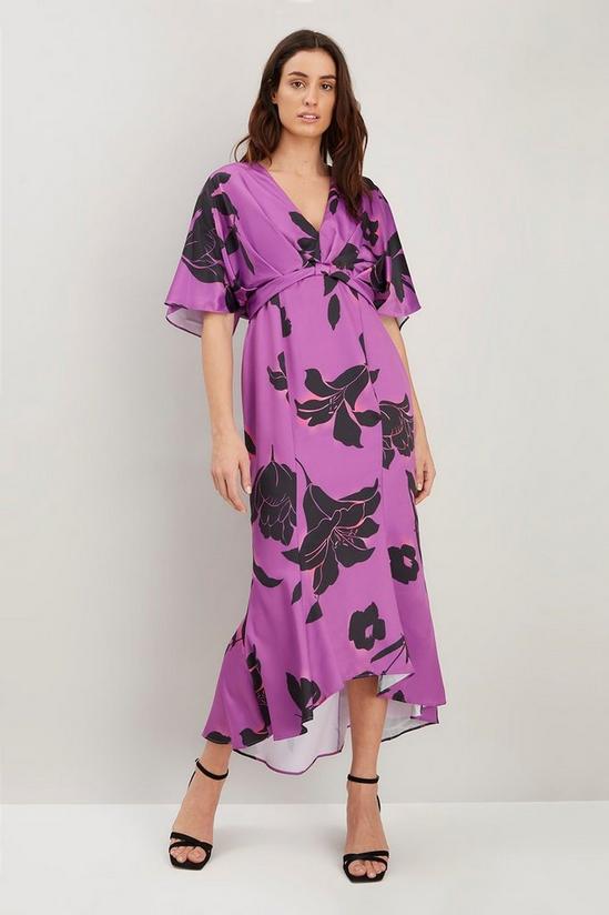 Wallis Purple Shadow Floral Knot Front Dress 2