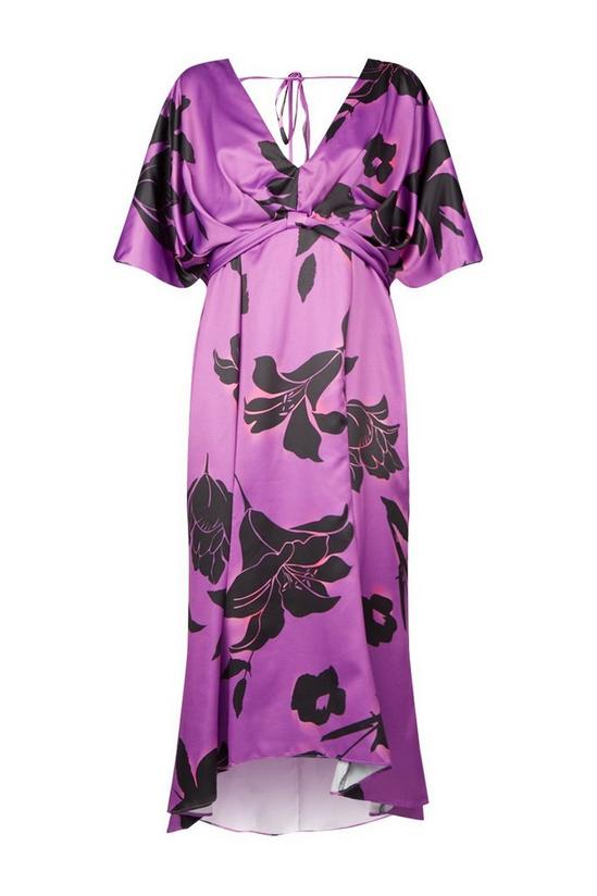 Wallis Purple Shadow Floral Knot Front Dress 5