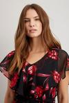 Wallis Red Sketch Floral Cape Sleeve Dress thumbnail 4