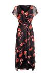 Wallis Red Sketch Floral Cape Sleeve Dress thumbnail 5