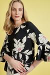 Wallis Petite Black And Pink Floral Flute Sleeve Top thumbnail 1