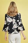 Wallis Petite Black And Pink Floral Flute Sleeve Top thumbnail 3