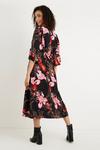 Wallis Petite Red And Pink Floral Wrap Belted Dress thumbnail 3