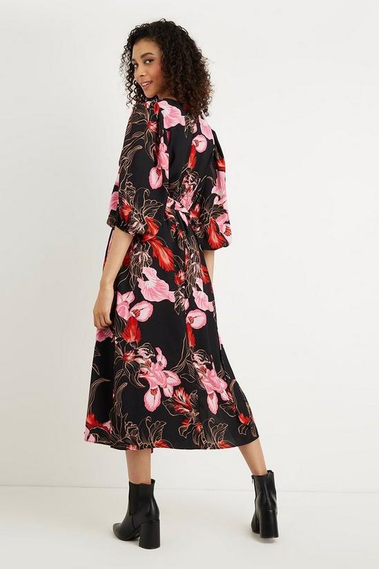Wallis Petite Red And Pink Floral Wrap Belted Dress 3