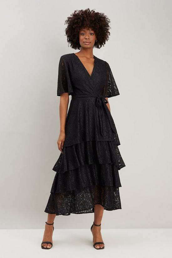 Wallis Tall Black Lace Triple Tiered Dress 1