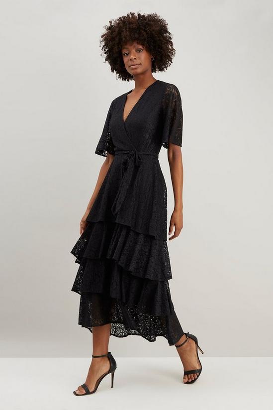 Wallis Tall Black Lace Triple Tiered Dress 2