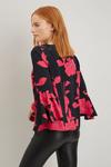 Wallis Black And Pink Floral Flute Sleeve Top thumbnail 3