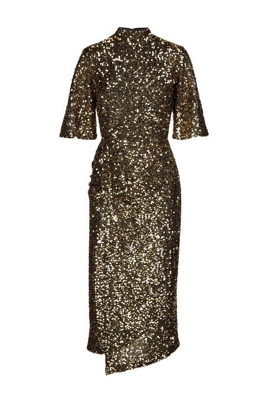 Wallis Gold Sequin Ruched Side Dress 5
