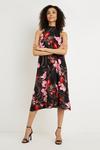Wallis Petite Red And Pink Floral Tie Neck Dress thumbnail 1