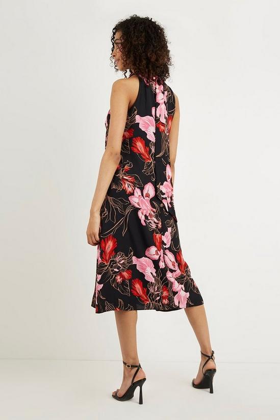 Wallis Petite Red And Pink Floral Tie Neck Dress 3