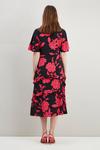 Wallis Black And Pink Floral Tiered Midi Dress thumbnail 3