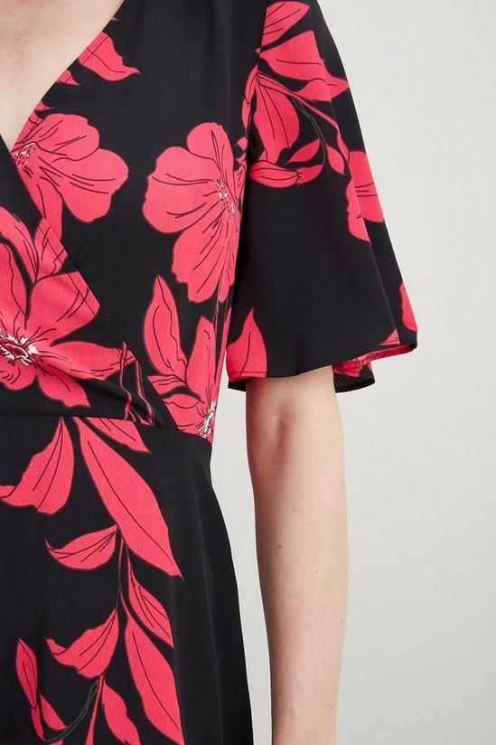 Wallis Black And Pink Floral Tiered Midi Dress 4