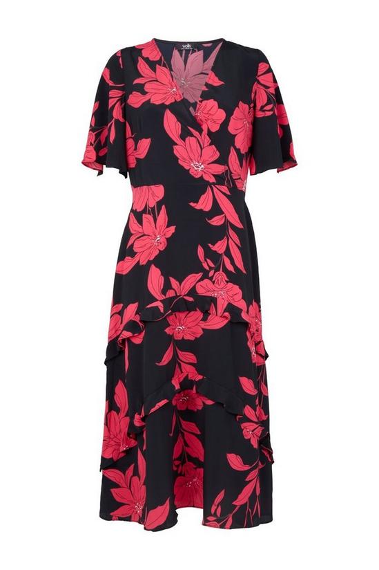 Wallis Black And Pink Floral Tiered Midi Dress 5