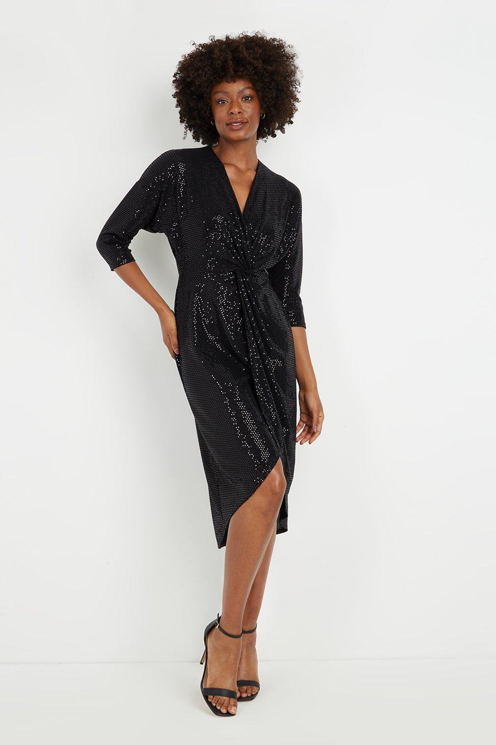 Wallis black 2025 sparkle dress