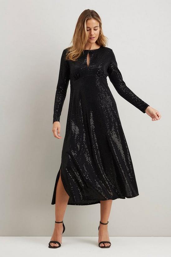 Wallis Black Sequin Midi Dress 1