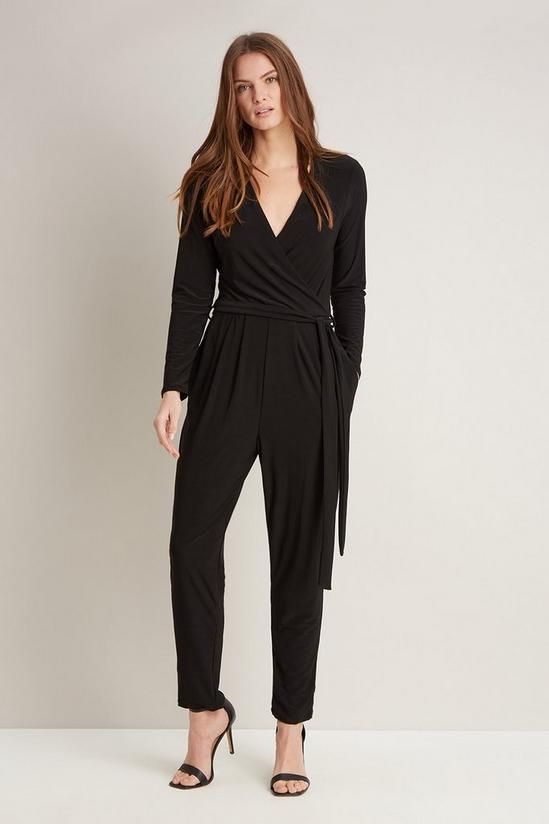 Wallis Black Ity Wrap Tapered Jumpsuit 1