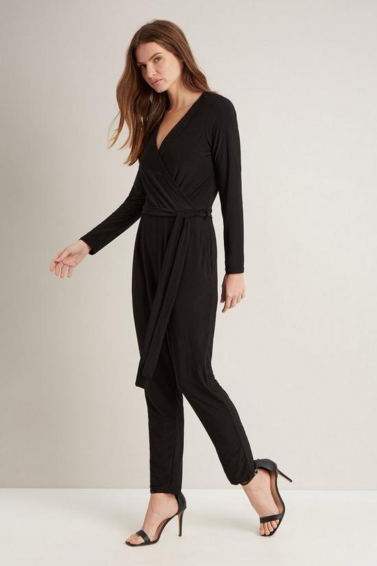 Wallis Black Ity Wrap Tapered Jumpsuit 2