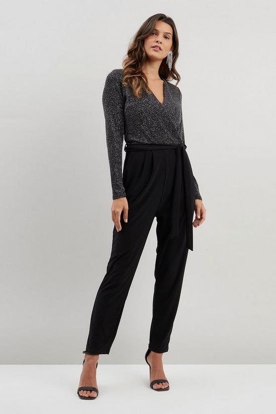 Wallis Shimmer Wrap Tapered Jumpsuit 1