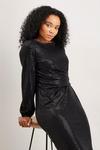 Wallis Petite Black Sequin Ruched Side Dress thumbnail 2