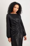 Wallis Petite Black Sequin Ruched Side Dress thumbnail 4