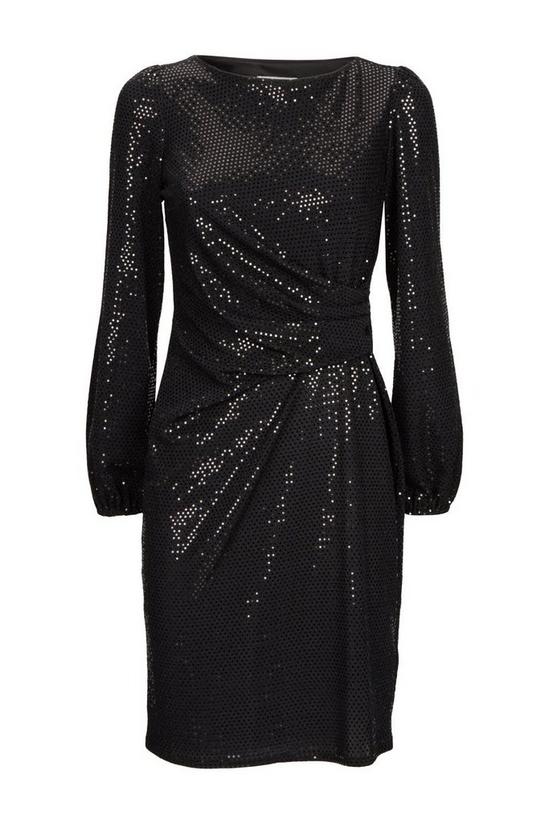 Wallis Petite Black Sequin Ruched Side Dress 5