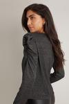 Wallis Black Sparkly Ruched Sleeve Top thumbnail 3