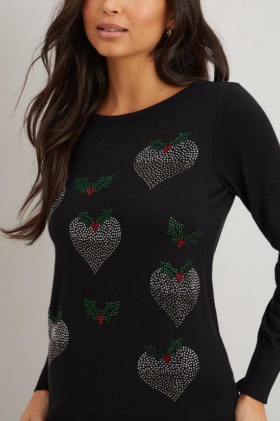Wallis Scattered Heart Christmas Pudding Jumper 4