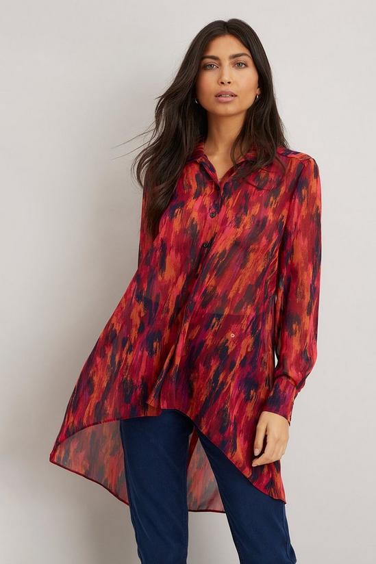 Wallis Berry Abstract Smudge Print Longline High Low Shirt 1