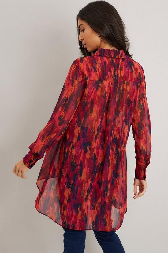 Wallis Berry Abstract Smudge Print Longline High Low Shirt 3