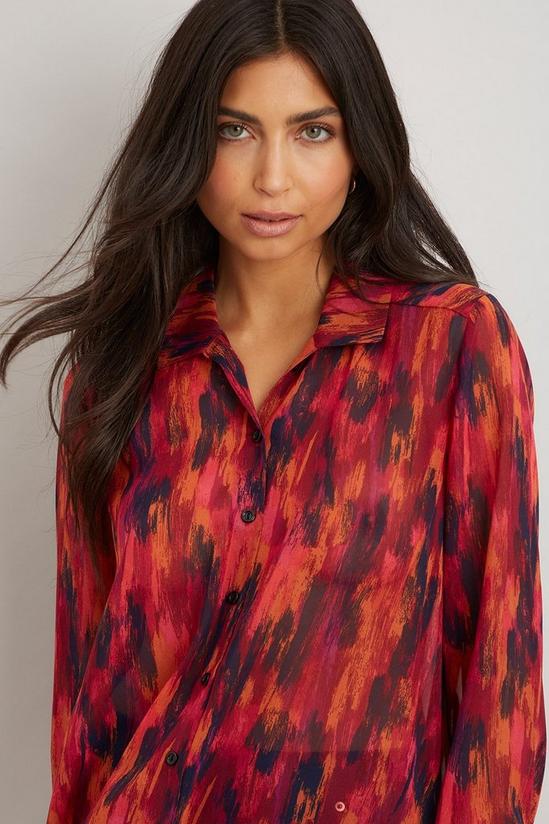 Wallis Berry Abstract Smudge Print Longline High Low Shirt 4