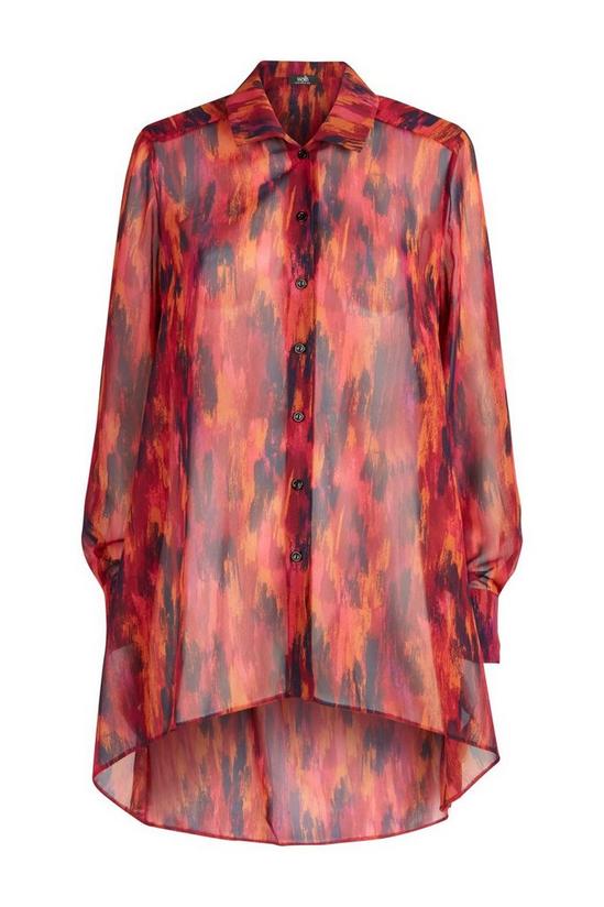 Wallis Berry Abstract Smudge Print Longline High Low Shirt 5