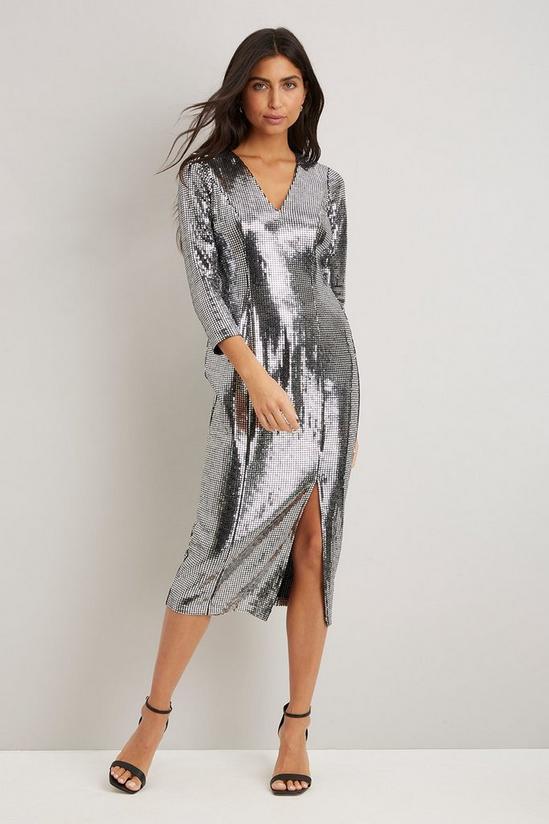 Wallis Silver Mirror Sequin Dress 1