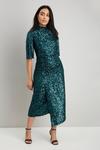 Wallis Petite Green Sequin Ruched Side Dress thumbnail 1