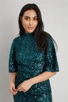 Wallis Petite Green Sequin Ruched Side Dress thumbnail 4
