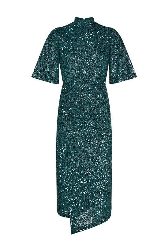 Wallis Petite Green Sequin Ruched Side Dress 5