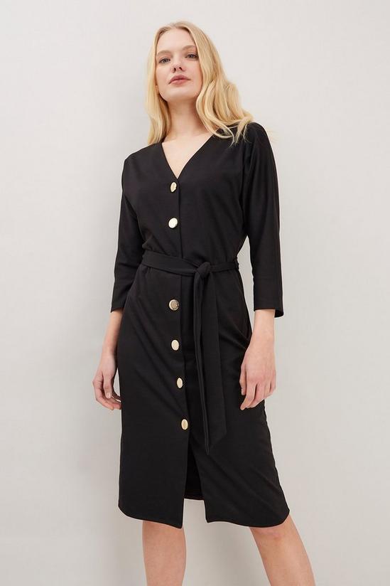 Wallis Tall Black Jersey Button Through Dress 1