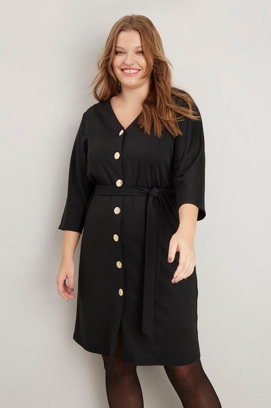 Wallis Curve Black Jersey Button Through Dress 1