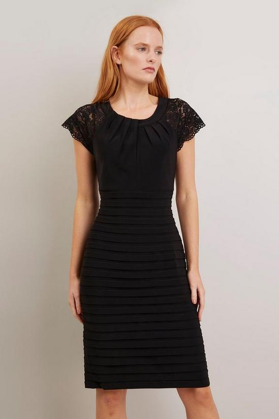 Wallis *Black Shutter Lace Sleeve Dress 1