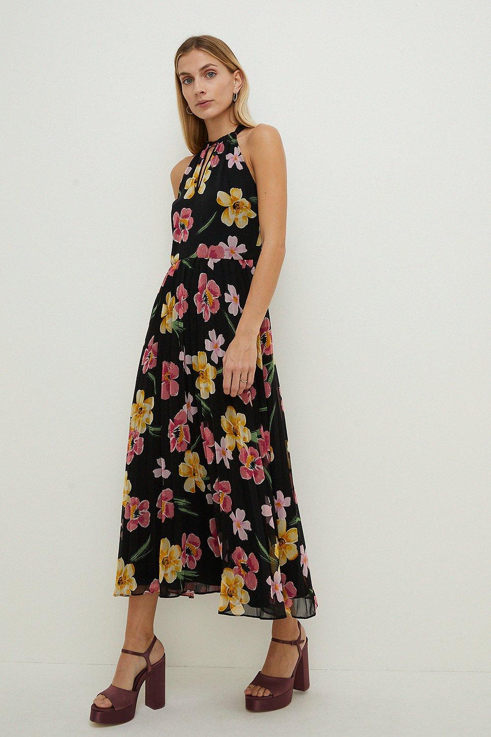 Oasis blue bloom chiffon midi clearance dress