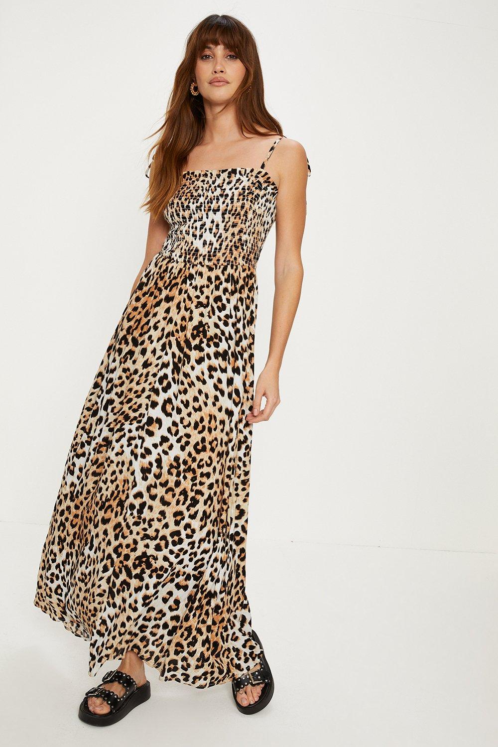 Spaghetti strap leopard store print maxi dress